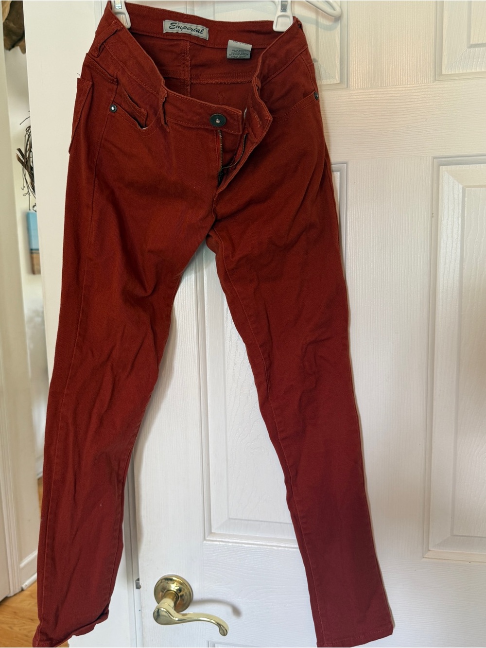 Skinny Women's Jeans in Deep Brick Red